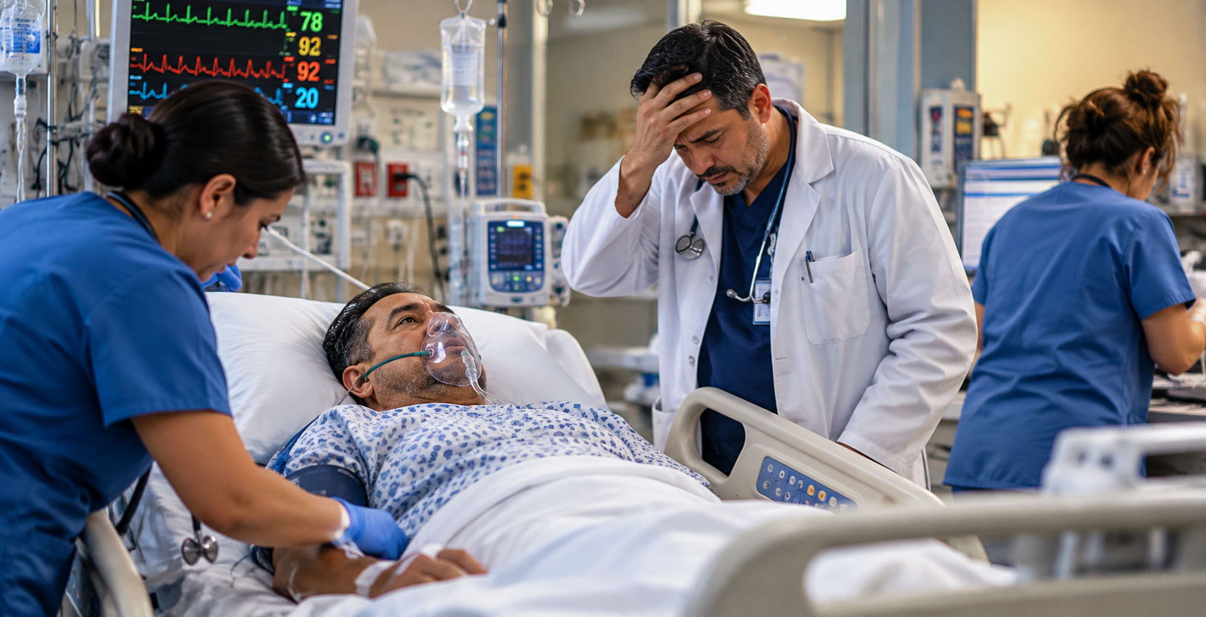 Doctor worried about misdiagnosing a patient in the hospital