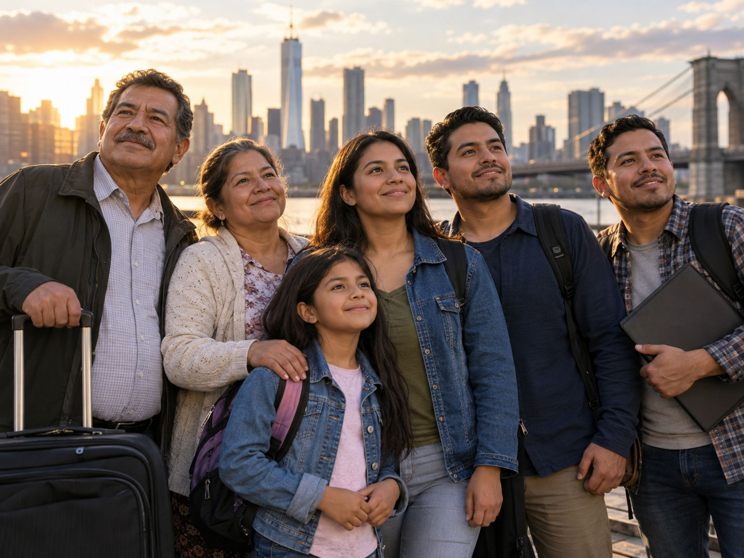 Hispanic family migrating to the United States