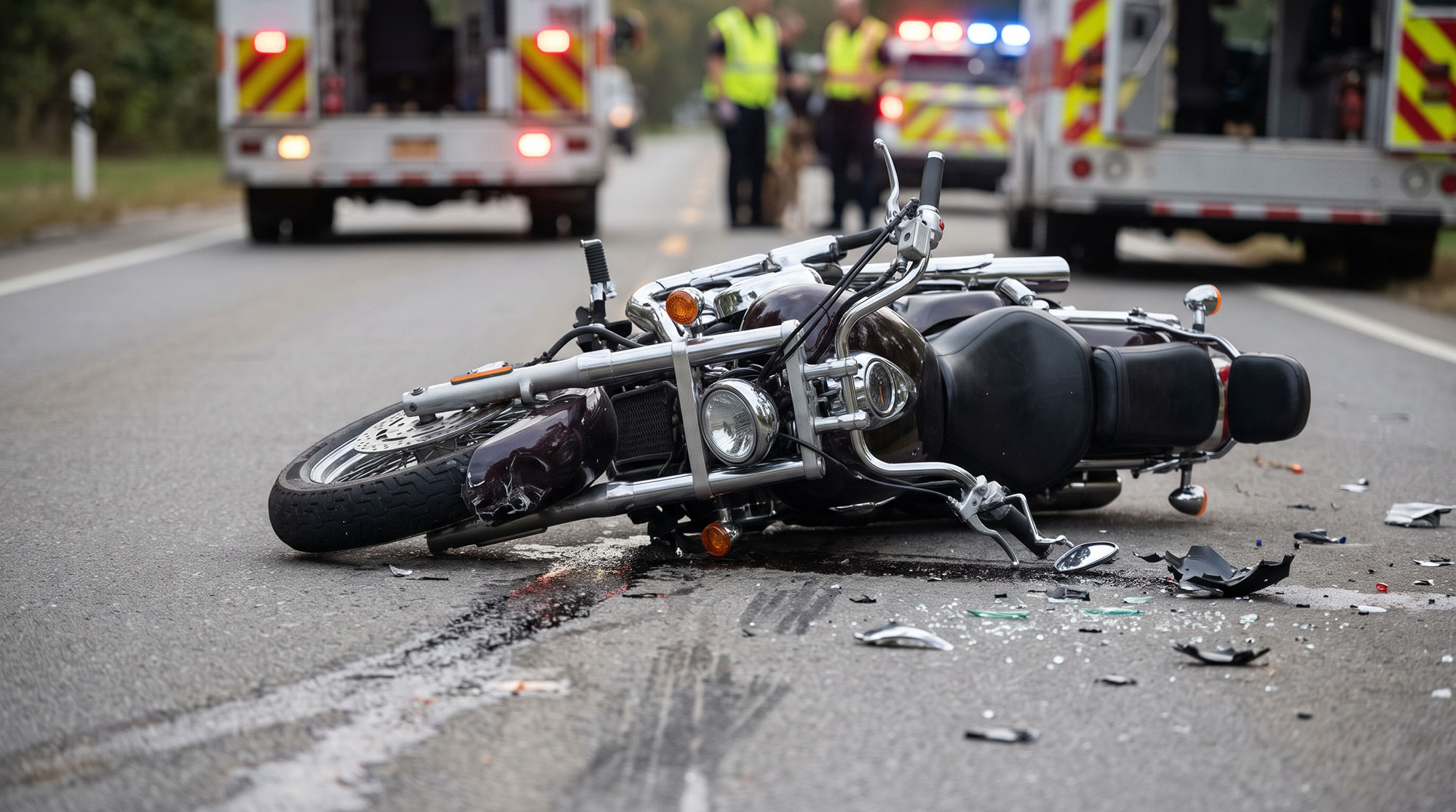motorcycle accident on a street