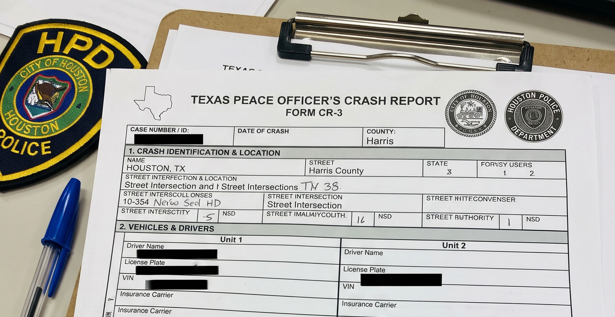 sample of a Houston police accident report