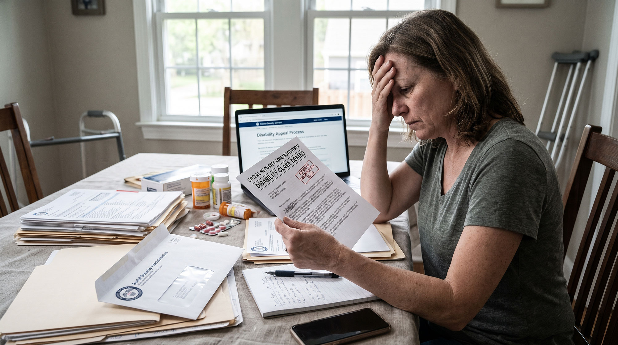 AI generated image of a rejected social security disability claim