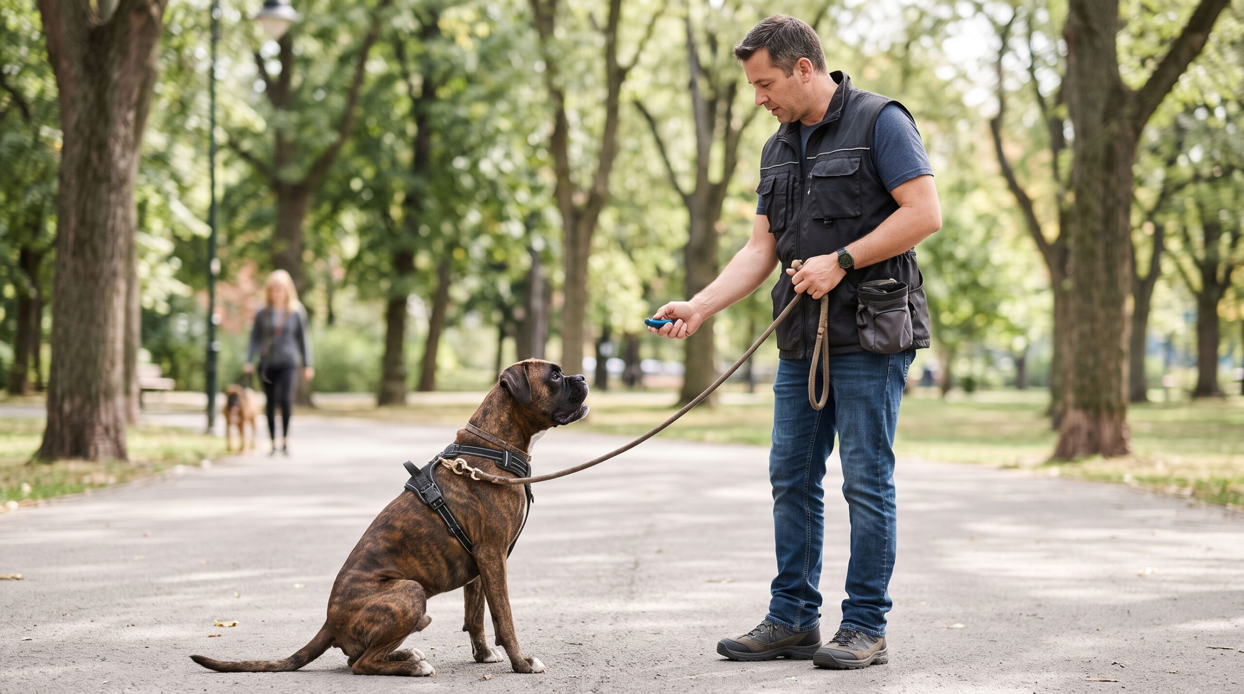 AI generated image of training dog not to be aggressive