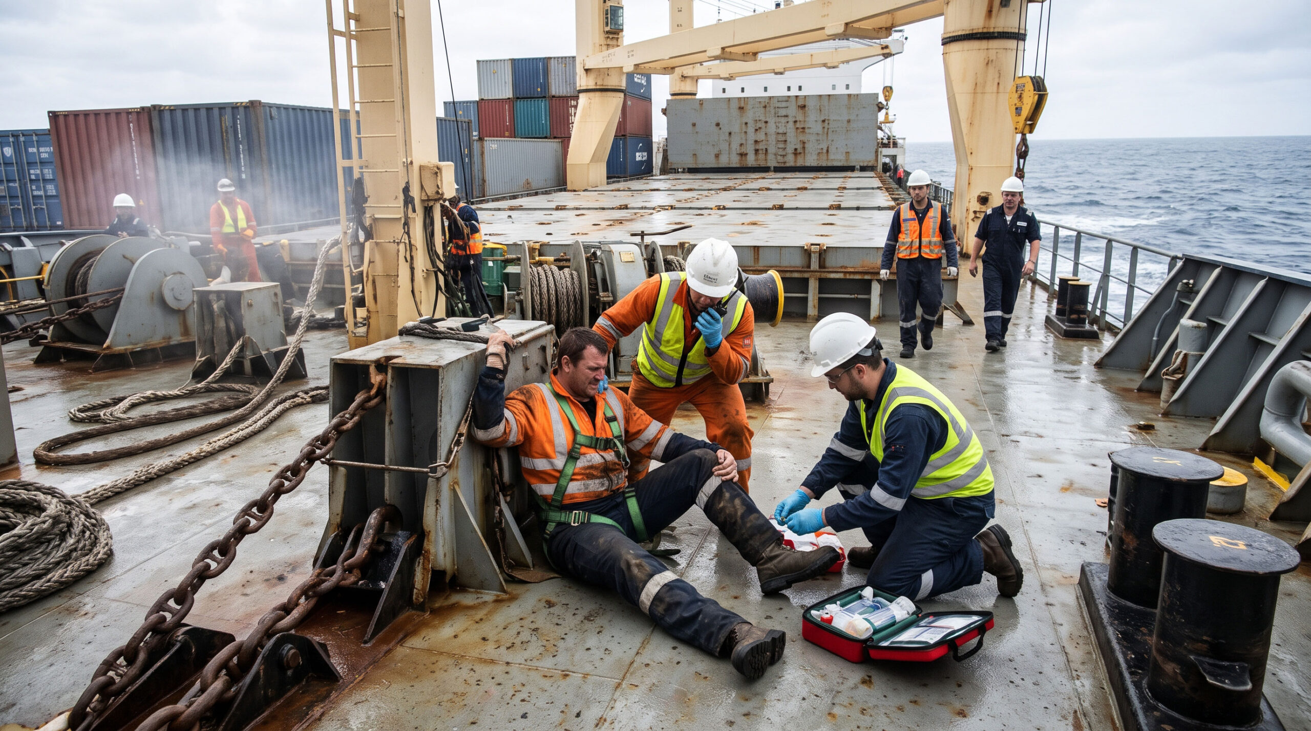 AI generated image of a maritime accident aboard a ship