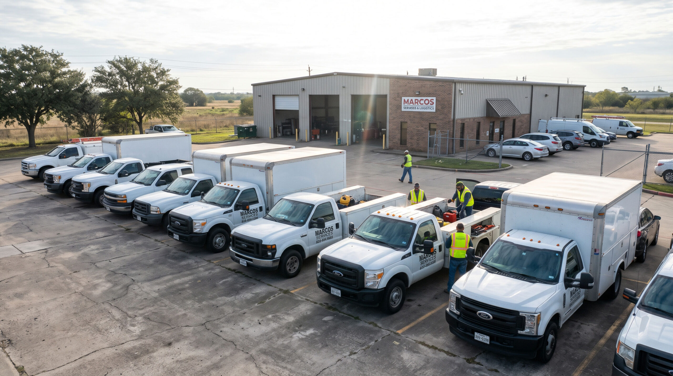 image of fleet trucks at a business