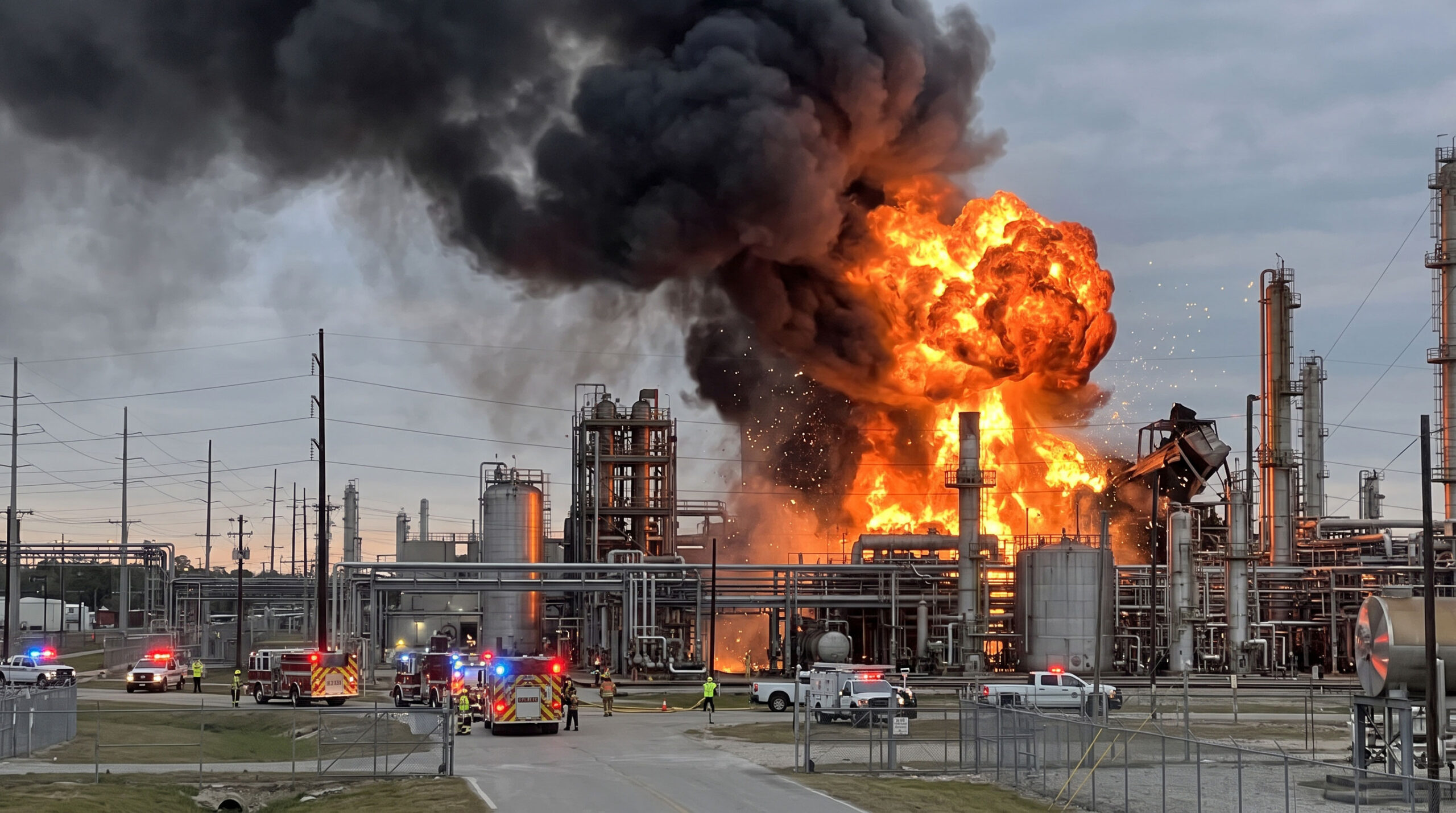 AI generated image of a chemical plant explosion