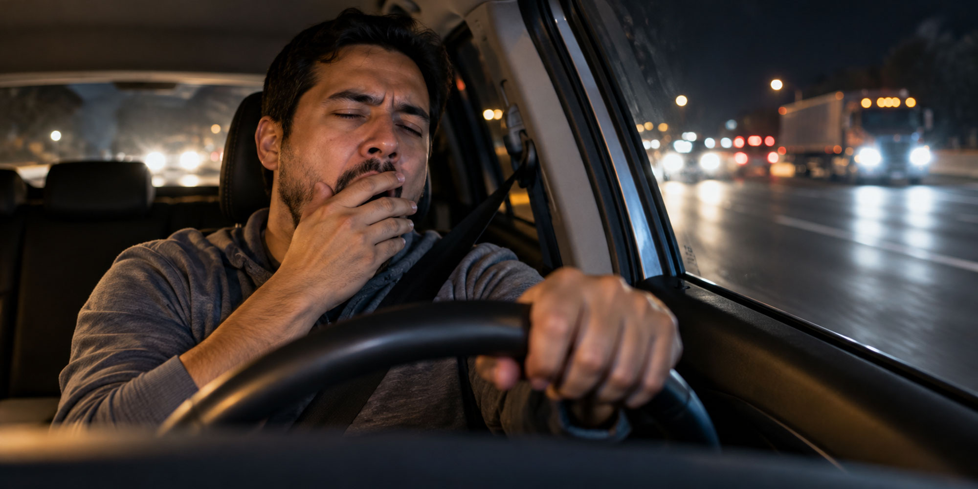 Drowsy Driver on a Night Highway