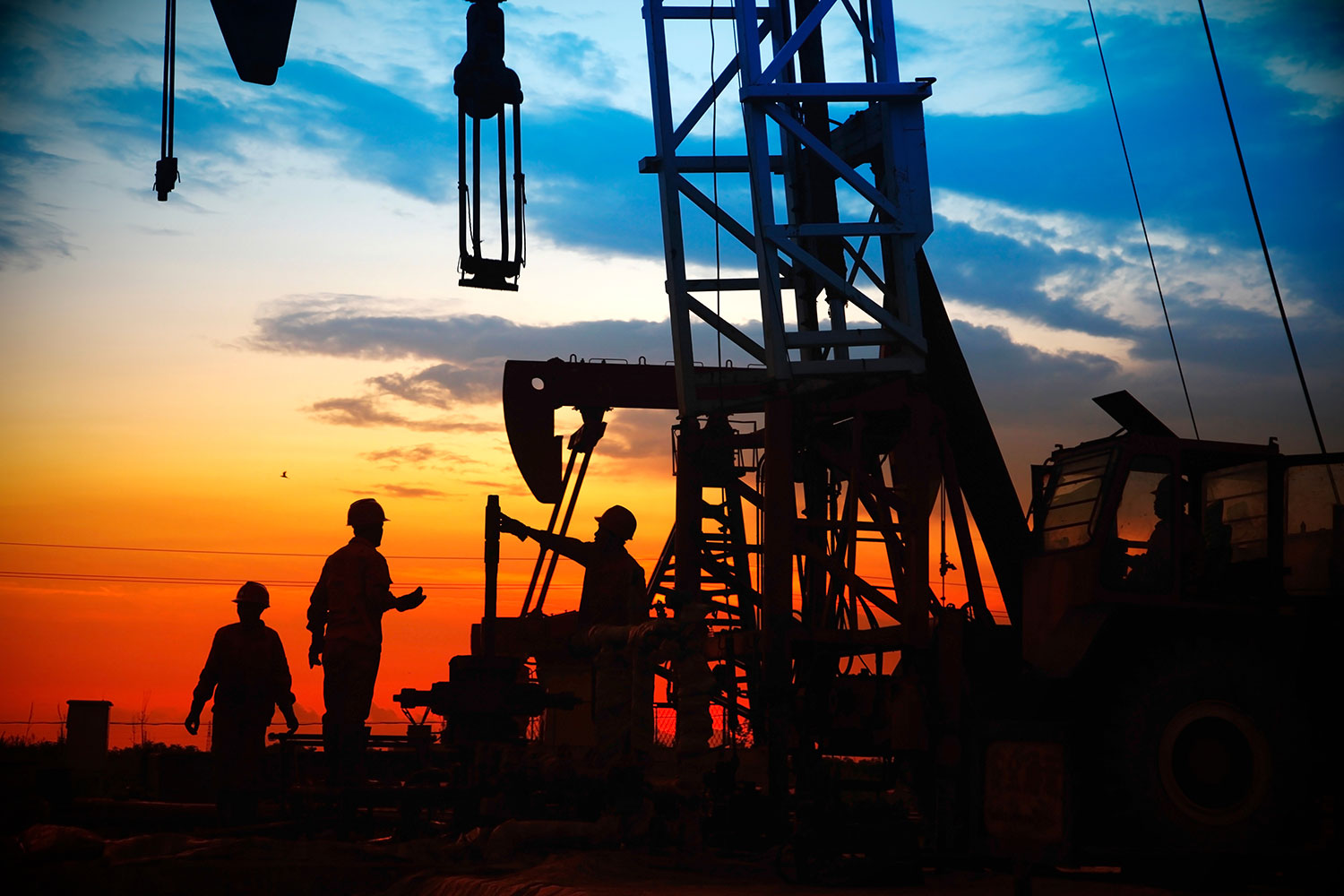 Oilfield workers in an oilfield near Houston Texas