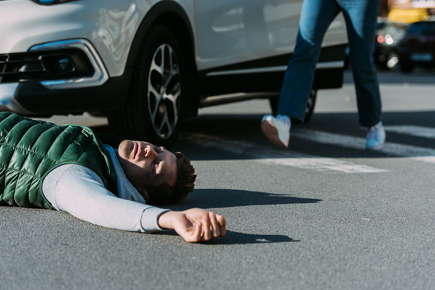 pedestrian accident in a street crosswalk