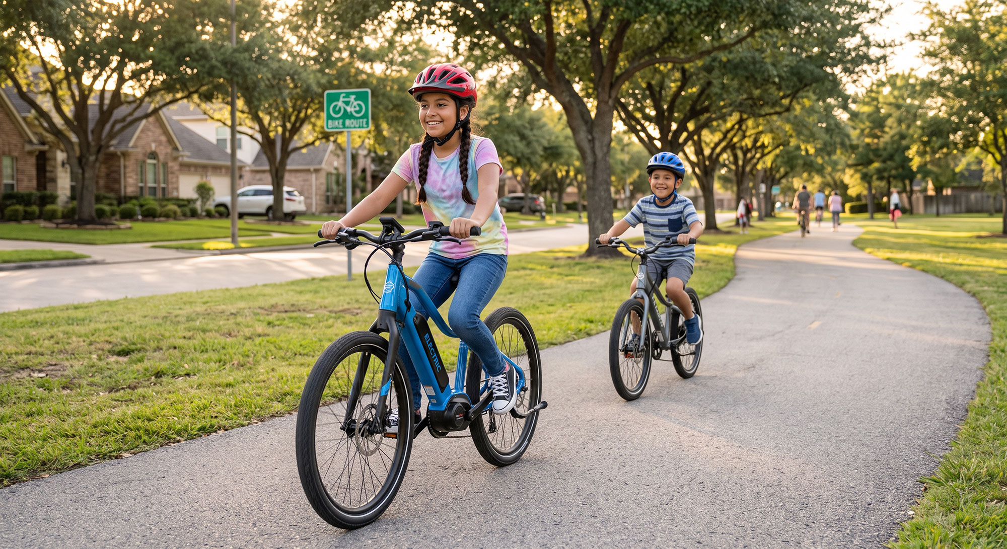 children riding on electric bikes